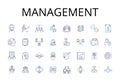 Management line icons collection. Administration, Control, Supervision, Governance, Direction, Leadership, Authority