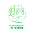 Management of posture green gradient concept icon