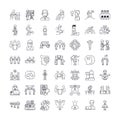 Management proccess linear icons, signs, symbols vector line illustration set Royalty Free Stock Photo