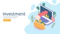 management or return on investment concept. online business strategic for financial analysis. isometric design vector illustration Royalty Free Stock Photo