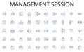 Management session line icons collection. Health, Fitness, Nutrition, Mindfulness, Meditation, Yoga, Exercise vector and