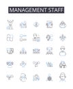 Management staff line icons collection. Executive team, Administration staff, Managing directors, Supervisory personnel