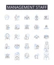 Management staff line icons collection. Executive team, Administration staff, Managing directors, Supervisory personnel