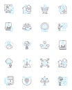 Management style linear icons set. Autocratic, Bureaucratic, Collaborative, Commanding, Competitive, Consensual Royalty Free Stock Photo