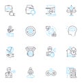 Management style linear icons set. Autocratic, Bureaucratic, Collaborative, Commanding, Competitive, Consensual Royalty Free Stock Photo