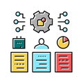 management tasks color icon vector illustration