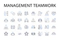 Management teamwork line icons collection. Efficient collaboration, Effective partnership, Group cooperation, Cohesive
