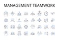 Management teamwork line icons collection. Efficient collaboration, Effective partnership, Group cooperation, Cohesive