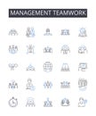 Management teamwork line icons collection. Efficient collaboration, Effective partnership, Group cooperation, Cohesive
