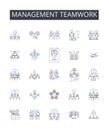 Management teamwork line icons collection. Efficient collaboration, Effective partnership, Group cooperation, Cohesive