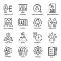 Management vector linear or outline isolated icons set