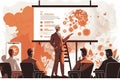 A manager businessman leading the presentation during the meeting in office vector illustration. Generative AI