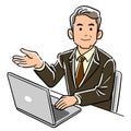 A manager businessman operating a computer will guide you Royalty Free Stock Photo