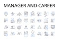 Manager and career line icons collection. Supervisor and job, Director and employment, Executive and profession, Chief
