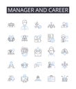 Manager and career line icons collection. Supervisor and job, Director and employment, Executive and profession, Chief