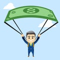 Manager character with parachute out of the dollar