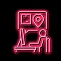 manager checking order location neon glow icon illustration