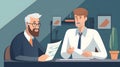 A manager conducting a performance review with an employe created with generative AI