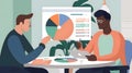 A manager conducting a performance review with an employe two generative AI
