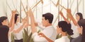 A manager conducting a team-building exercise Hyper-reali created with generative AI