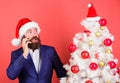 Manager congratulate colleagues mobile call. Make christmas magic with personalized call from santa. Christmas call