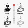 Manager, Employee, Doctor, Person, Business Man Icon in Thin, Regular, Bold Line and Glyph Style. Vector illustration