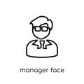 Manager face icon. Trendy modern flat linear vector Manager face Royalty Free Stock Photo