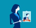 Manager holding the best worker poster. Concept business vector illustration. Flat design style Royalty Free Stock Photo