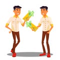 Manager Holding Envelope With Money In Hand Vector. Isolated Illustration Royalty Free Stock Photo