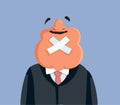 Businessman Keeping Quiet About Company Secrets Vector Cartoon Royalty Free Stock Photo