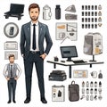 Manager icon, set of manager bundle isolated on white background. Vector illustration. Royalty Free Stock Photo