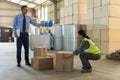 Manager instructing female worker while working Royalty Free Stock Photo