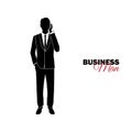 Manager. A man in a business suit. Businessman speaks by phone Royalty Free Stock Photo