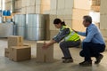 Manager motivating female worker while working Royalty Free Stock Photo