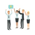 Manager Sharing Good News With Cheering Colleagues Teamwork Illustration