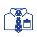 Manager shirt and necktie icon. Gentlemen classic apparel logo design element. Isolated outlined vector illustration. Office inter