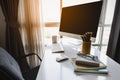 Manager Table with Desktop Computer and Business Notes Royalty Free Stock Photo