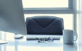 Manager Table with Desktop Computer and eye glasses Royalty Free Stock Photo