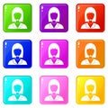 Manager taxi icons 9 set