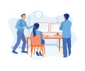 The manager and team of programmers work on two computers. Develop programming and coding technology. Royalty Free Stock Photo