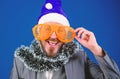 Manager tinsel ready celebrate new year. Christmas party office. Corporate holiday party ideas employees will love Royalty Free Stock Photo