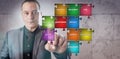 Manager Touching Information Piece In Puzzle Royalty Free Stock Photo