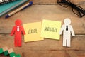 Manager versus leader, concept of challenge and human resources Royalty Free Stock Photo