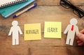 Manager versus leader, concept of challenge and human resources Royalty Free Stock Photo