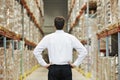 Manager in warehouse Royalty Free Stock Photo