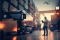 Manager warehouse Worker checking and loading produ Royalty Free Stock Photo