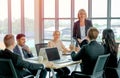 Manager woman or leader of business teams discuss with detail in the document with her team and plan for company project Royalty Free Stock Photo