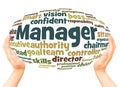 Manager word cloud hand sphere concept