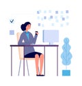 Manager at work. Multitask businesswoman planning office strategy. Secretary or assistant lunch time at workplace vector Royalty Free Stock Photo