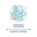 Managerial accounting turquoise concept icon